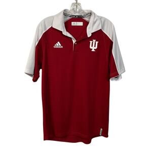 Adidas IU Indiana University Golf Shirt M Red White Hoosiers Big Ten Climalite